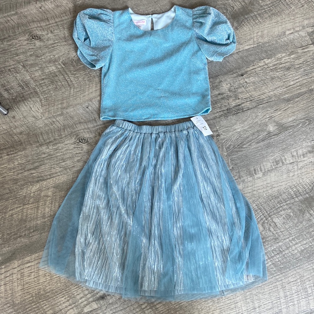 Bonnie Jean 2-pc. Puff Sleeves Top Skirt Set size 12